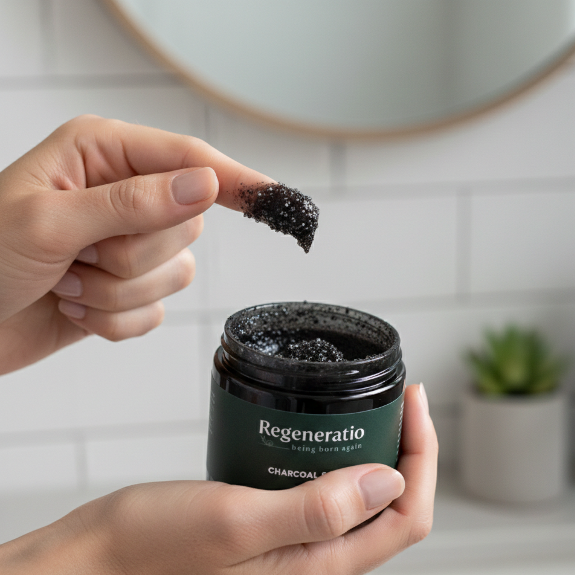 Regeneratio charcoal face scrub texture for exfoliating skincare