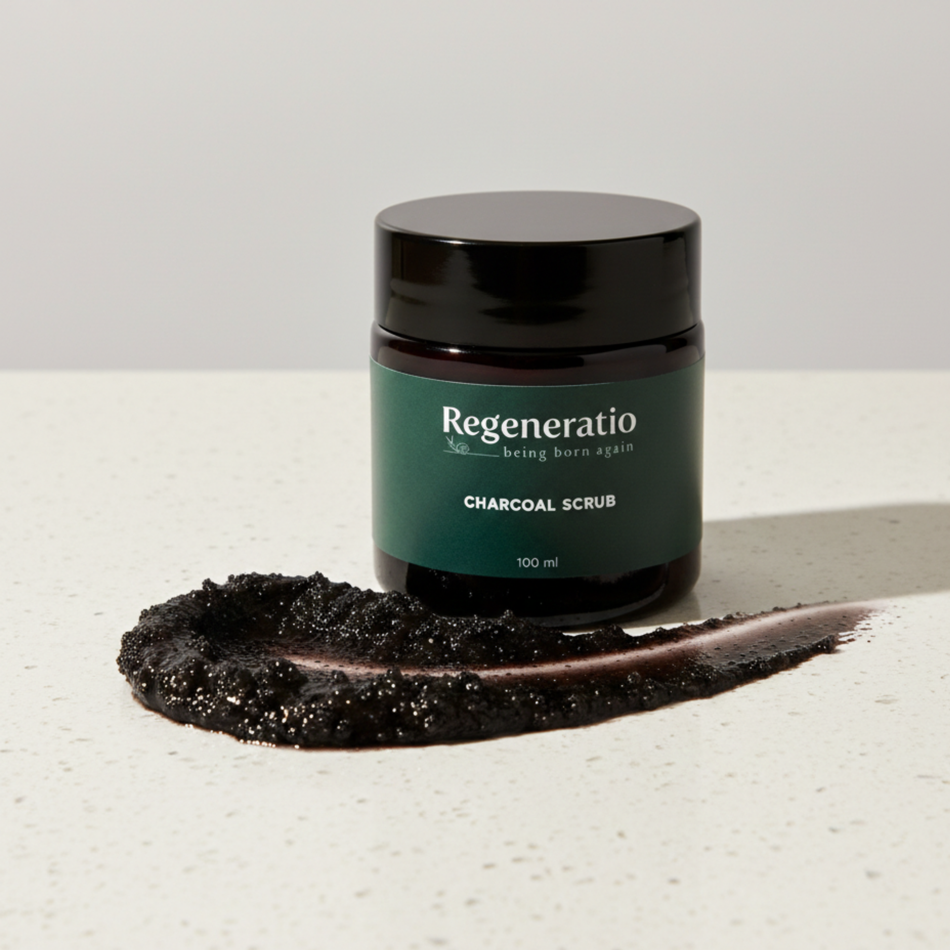 Regeneratio charcoal scrub for exfoliating natural skincare routine