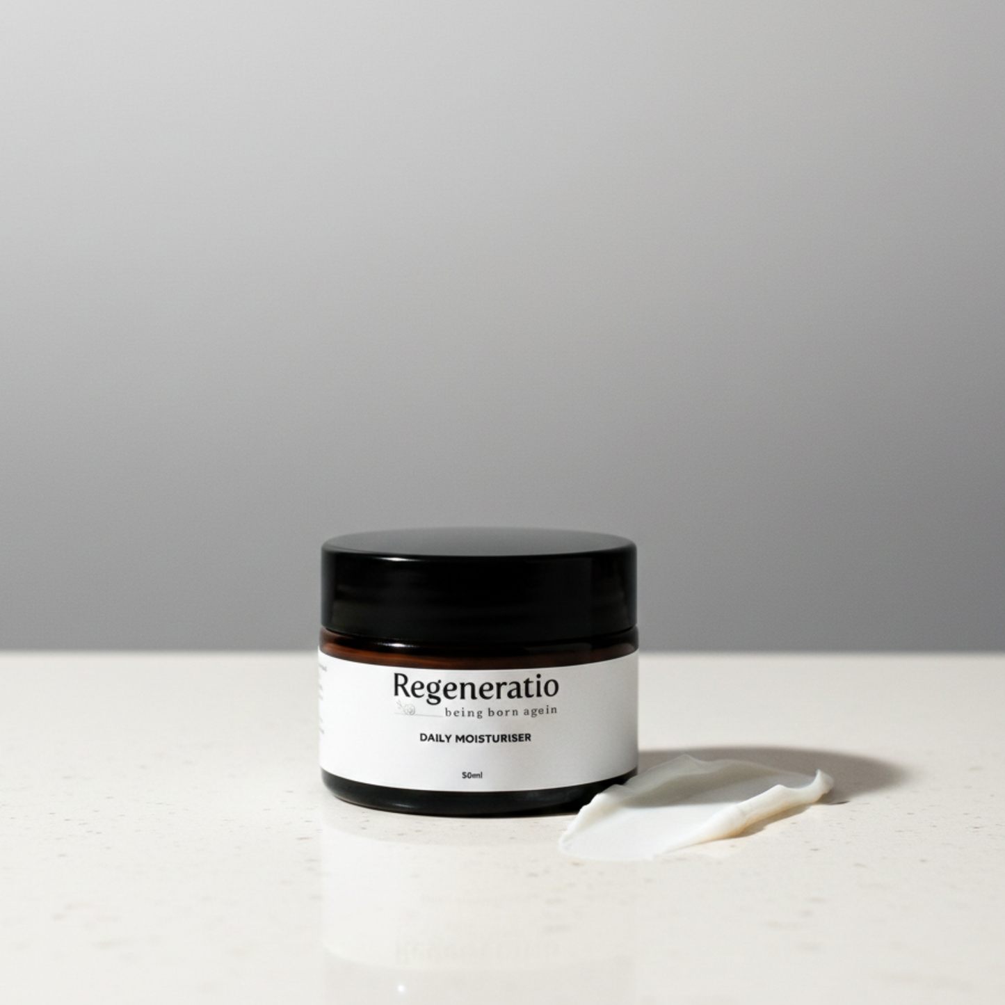 Regeneratio daily moisturiser on table for dry skin care