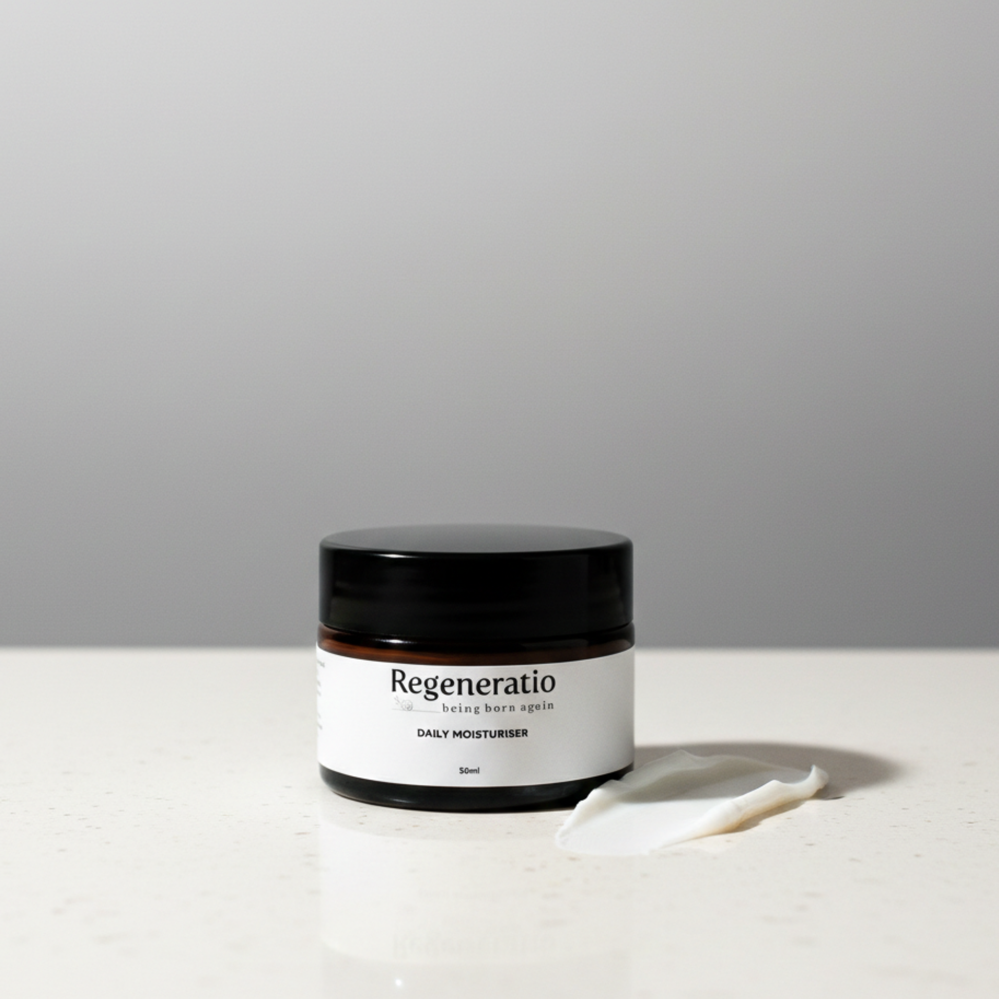 Regeneratio daily moisturiser on table for dry skin care